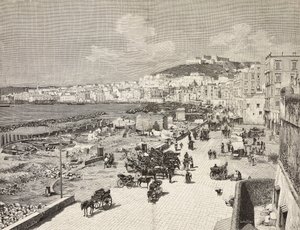 La Marinella, Nápoles, Itália, gravura de Sabattini a partir de desenho de A Della Valle, de L