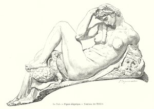A Noite, figura alegórica, Tumba dos Médicis (gravura) de Italian School