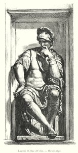 Lorenzo II, Duque de Urbino, Miguel Ângelo (gravura) de Italian School