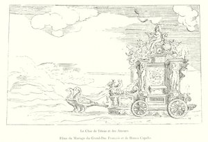 A Carruagem de Vénus e os Amantes, Festa de Casamento do Grão-Duque François e Bianca Capello (gravura) de Italian School