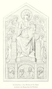 Cimabue, A Virgem e os Anjos, Academia de Belas Artes de Florença (gravura) de Italian School