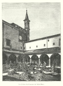 O Claustro do Convento de São Marcos (gravura) de Italian School