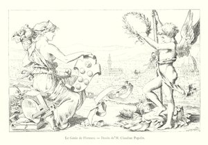 Le Genie de Florence, Dessin de M Claudius Popelin (gravura) de Italian School