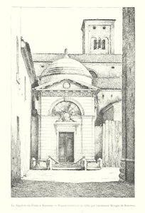 O Sepulcro de Dante em Ravenna, fachada construída em 1780, pelo arquitecto Morigia de Ravenna (gravura) de Italian School