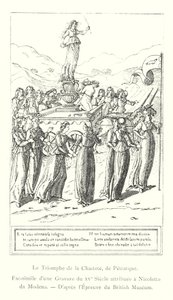 O Triunfo da Castidade, de Petrarca, Fac-símile de uma gravura do século XV atribuída a Nicoletto da Modena, do Museu Britânico Proof (gravura) de Italian School