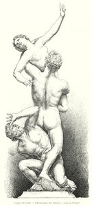 Loggia dei Lanzi, O Rapto das Mulheres Sabine, João de Bolonha (gravura) de Italian School
