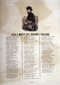 Letra de uma canção popular sobre os ladrões de Chiavone de Italian School