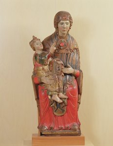 Madonna dAcuto (madeira pintada, vidro colorido e pedras preciosas) de Italian School