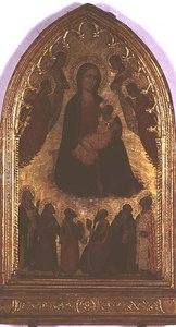 Madonna of Humility with Saints (tempera no painel) de Italian School