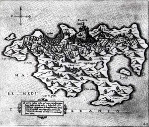 Mapa da Ilha de Zante, um bastião veneziano contra os turcos de Italian School