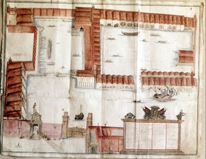 Mapa do Arsenal de Veneza em 1580. de Italian School