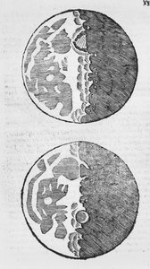Mapas da lua, ilustração de Sidereus Nuncius por Galileo Galilei, 1610