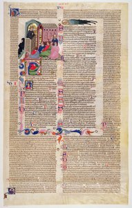 Marlay Cutting IT.11: Folha com miniatura de Gratians Decretum mostrando um monge pregando a uma congregação de homens e mulheres de Italian School