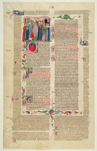 Marlay Cutting IT.7: Folha com miniatura de Gratians Decretum mostrando o caso do abade feito bispo de Italian School