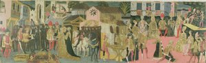 Cerimónia de casamento pintada em painel de cassetes, Escola Florentine, c.1430 de Italian School
