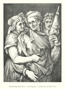 Michelangelo Buonarotti, The Fates, Pitti Palace Collections (gravura) de Italian School