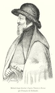 Michelangelo desenhado da Natureza em Roma por Francisco da Holanda (gravura) de Italian School