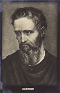 Miguel Ângelo, escultor, pintor e arquiteto italiano (litografia) de Italian School