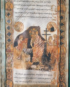 Miniatura representando a Ressurreição de Jesus Cristo do Exultet I (pergaminho) de Italian School