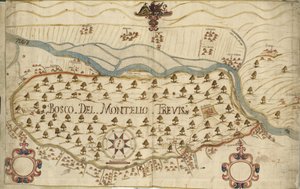 Montello, mapa, século XVIII, Veneto, Itália de Italian School