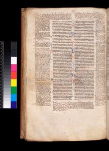 Sra. 213. Gregory IX, Decretales with Apparatus de Bernardo Botone de Parma, F.93v. Texto principal em um livro gótico (littera rotunda) de Italian School