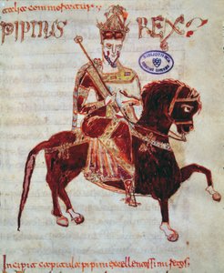 Ms 4 Retrato equestre de Pepino (c.773-810) Rei da Itália, 1023 de Italian School