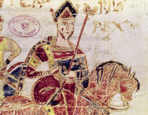 Ms Lothair I (c.795-855) em seu cavalo de Italian School