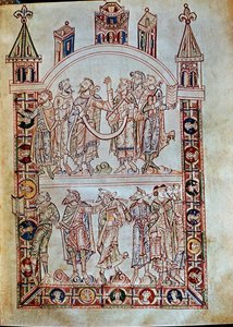 Sra. Plut.12.17 f.4r Discípulos de Santo Agostinho, de De civitate Dei, (séculos XI-XII) de Italian School