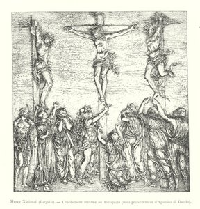 Museu Nacional, Bargello, Crucificação atribuída a Pollajuolo, mas provavelmente por Agostino di Duccio (gravura) de Italian School