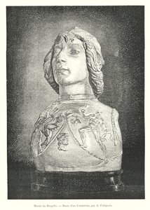 Museu Bargello, Busto de um Condottier, de A Pollajuolo (gravura) de Italian School