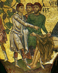 Os filhos de Noé cobrem o pai embriagado ... (mosaico) de Italian School