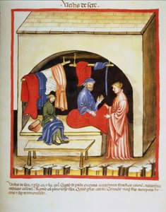 Nova 2644 fol.106r A Loja dos Alfaiates: Roupas de Seda, da Tacuinum Sanitatis de Italian School