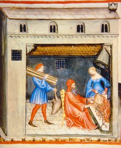 Nova 2644 fol.55r Inverno: Em frente ao fogo, de Tacuinum Sanitatis de Italian School
