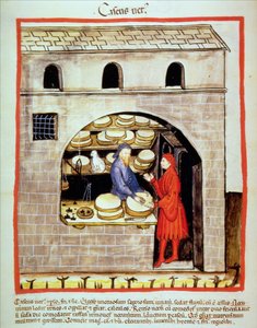 Vendendo cedo 2644 fol.60v queijo fresco, de Tacuinum saudável de Italian School