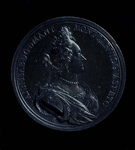 Anverso de uma medalha de retrato de Anna Isabella de Mântua, cunhada em 1698. Inscrição: ANN-I SAB- D G MANT MONT CAR VIL GVAST ET C (prata) (para o verso ver 119198) de Italian School