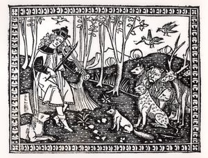 Orfeu jogando para os animais, 1500 (xilogravura) (foto de bw) de Italian School