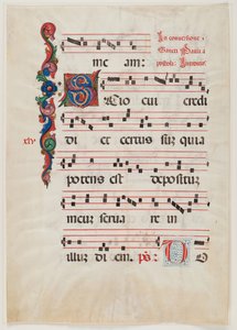 Página de um missal ou livro de coro, norte da Itália, primeira metade do século XV (tinta sobre pergaminho) (ver também 499213) de Italian School