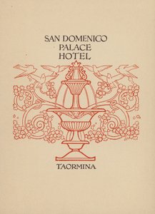 Página da brochura do San Domenico Palace Hotel, Taormina (litografia) de Italian School