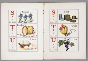 Páginas de Per il Mondo piccino ABC figurato (Para o mundo das crianças, ABC ilustrado) de Italian School