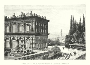 Palácio Pitti, Vista dos Jardins, Fachada dos Ammanati (gravura) de Italian School