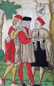 Palm Reading from Chiromantia por Andrea Corvo, 1581 (cor xilogravura) de Italian School