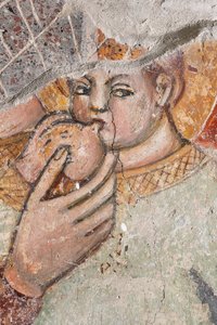 Particular Madonna amamentando o Menino; fresco de Italian School