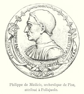 Filipe de Médici, arcebispo de Pisa, atribuído a Pollajuolo (gravura) de Italian School