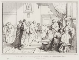 Pietro Bembo eleito cardeal, e apresentado por Contarini e Sadoleto ao Papa Paulo III de Italian School