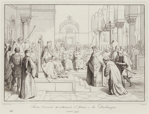 Pietro Orseolo II subjuga Ístria e Dalmácia, 997 (gravura) de Italian School
