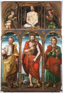 Políptico de São João Batista com São Pedro e São João Evangelista, primeira metade do século XVI (têmpera sobre painel) de Italian School