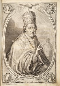 Papa Clemente XI, pub. 1717 (gravura) de Italian School