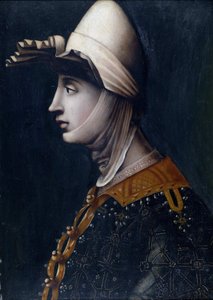 Portrait de La comtesse Mathilde de Toscane, dite de Canossa (Mathilde de Briey) (1046-1115) (Matilde di Toscana) (Matilde di Canossa) - Matilda of Tuscany par Anonymous, Mid of 16th cen. - Oil on stone, 49,5x36 - Coleção Particular de Italian School