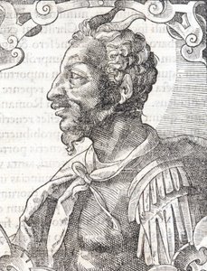 Retrato de Átila a partir da obra de Bernardino Corio "Elogia Virorum Illustris", Milão século XVI. de Italian School