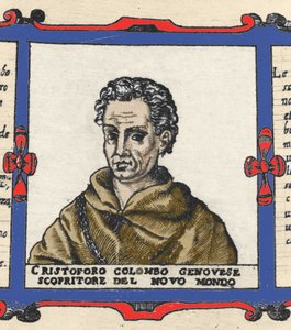 Retrato de Cristóvão Colombo (1451-1506), detalhe do Atlas de Urbano Monte de Italian School
